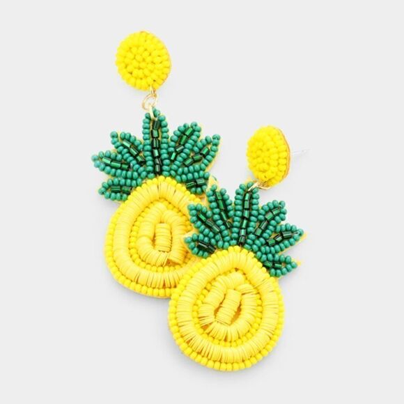 Pineapple Seed Bead Felt Back Earrings - Picture 1 of 5